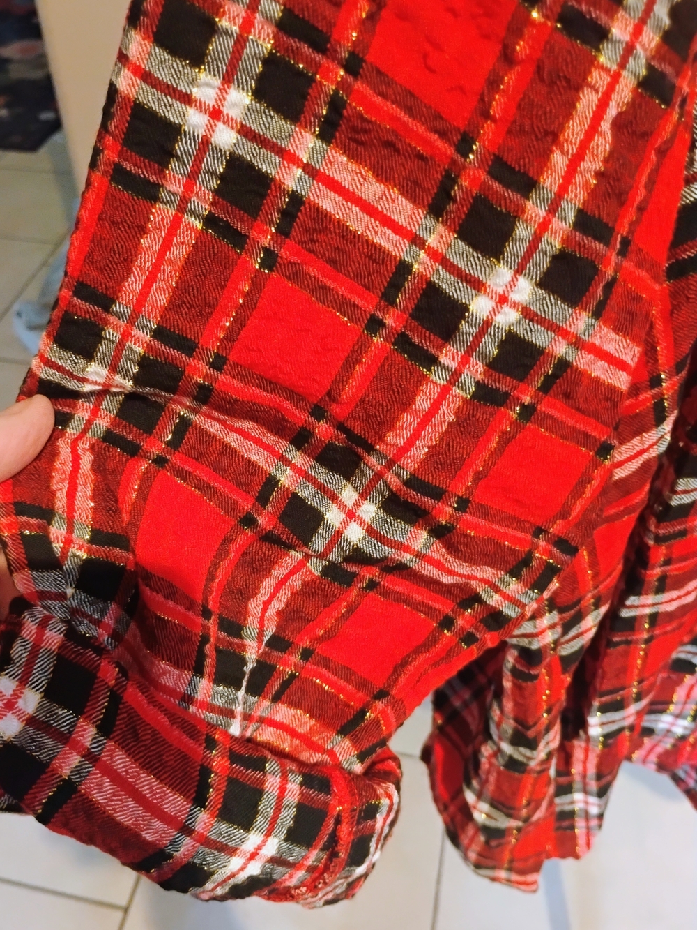 intro. Size 3X Red & Black Plaid Button-Up Shirt With Roll Tab Sleeves. NWT - Picture 9 of 11